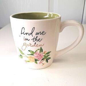 Floral Garden Mug - Find Me in The Garden Gold and green